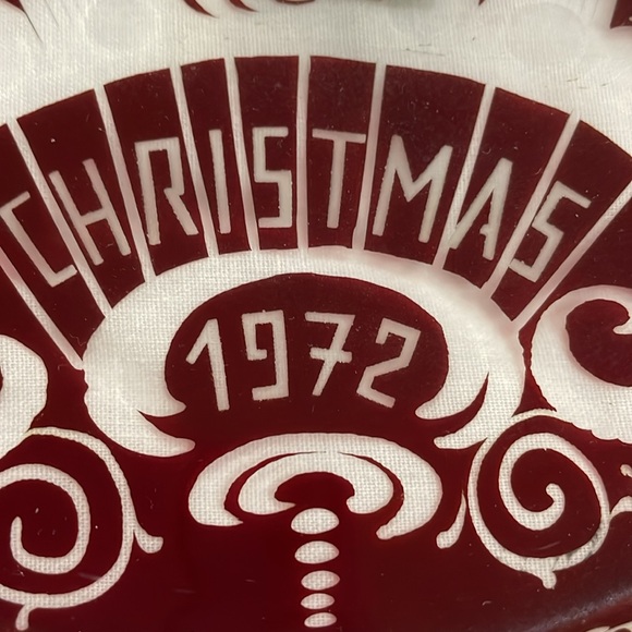EGERMANN Ruby Red Cut to Clear Crystal Plate Christmas 1972 Stag - Picture 3 of 8